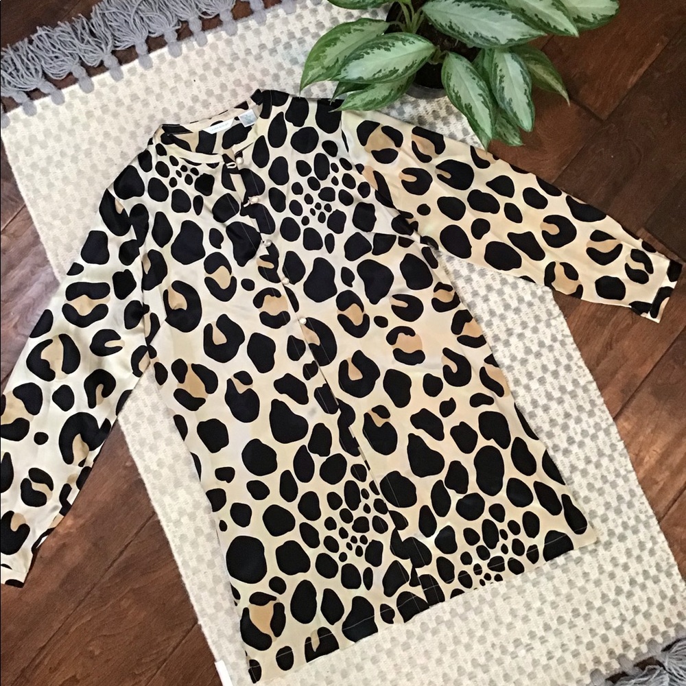 100% Silk Leopard Chic Longline Blouse/Kimono